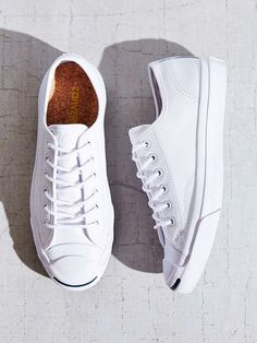 Tumbled Leather Low-Top Sneakers (edit: add one line vertically in the back) SAW15001 $128.00 Jack Purcell Converse, Converse Jack Purcell, White Tennis Shoes, Jack Purcell, Casual Footwear, Skateboarder, Shoe Obsession, Men's Boots, White Shoes