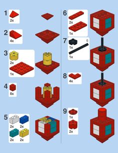 the instructions for how to make a lego red brick house with two levels and four levels