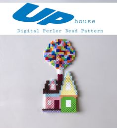 an image of a house made out of legos with the words digital perler bead pattern