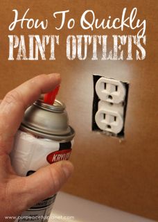 a hand holding a can with the words how to quickly paint outlets on it