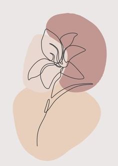 a drawing of a flower on a white and pink background with the word love written below it