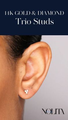 Elevate any look with 14k diamond trio studs, the perfect blend of elegance and simplicity. These stunning diamond earrings make ideal gifts for her, offering timeless charm for any occasion. Add a touch of sparkle with these sophisticated studs. Vs2 Diamond, Solid Gold, Diamond Earrings, Gold Jewelry