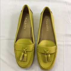 Brand New Talbots Loafers, Never Worn. Does Not Come With Box -Price Is Firm -No Trades Yellow Round Toe Loafers For Formal Occasions, Yellow Flat Loafers With Rubber Sole, Yellow Slip-on Loafers For Spring, Yellow Casual Slip-on Loafers, Yellow Slip-on Closed Toe Loafers, Loafer Flats, Flat Shoes Women, Loafers, Brand New