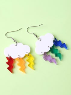 Multicolor  Collar  Metacrilato   Embellished Silly Earrings, Rain Earrings, Tassel Drop Earrings, Clay Jewelry Diy, Acrylic Jewellery, Heart Drop Earrings, Polymer Clay Projects