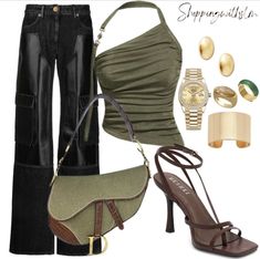 Black And Green Outfit Ideas, Sade Aesthetic Outfit, Sade Aesthetic, Rich Outfits, Green Office, Teen Swag Outfits, Virtual Stylist, Causual Outfits