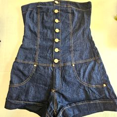 Cute Body Central Denim Strapless Shorty Jumper/Romper Ruched Back. Nwot, Never Worn. Excellent Condition. Size Large. Measurements: Bust Pit To Pit: 15", Waist: 14", Length From Bust To Leg Opening: 24" Pant Jumpsuit, Jumpsuit Romper, Denim Shorts, Jumper, Pants For Women, Rompers, Pants, Women Shopping, Clothes