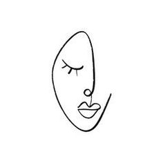 a line drawing of a woman's face with eyes closed