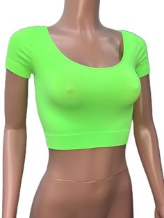 Neon Green Crop Top, Green Fashion Outfits, Neon Green Outfits, Neon Green Top, Neon Top, Seamless Crop Top, Green Outfits, Dinner Wear, Glam Tops