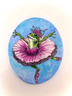 a painting of a frog in a pink tutu skirt