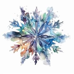 watercolor painting of an abstract snowflake