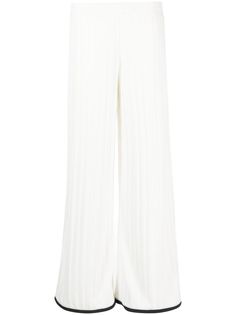 white/black cotton ribbed knit contrasting trim mid-rise wide leg Trousers White, Viktor Rolf, Contrasting Trim, Viktor & Rolf, Contrast Trim, Wide Leg Trousers, Black Cotton, Wide Leg Pants, Ribbed Knit