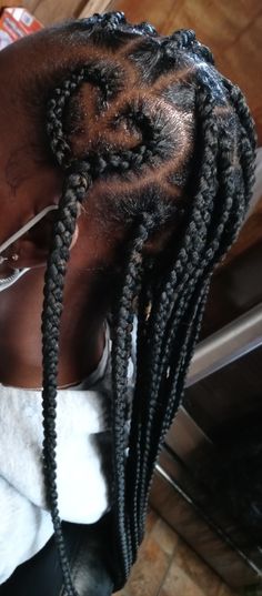 Jumbo Knotless Box Braids With Heart, Box Braids With Heart Design, Knotless Box Braids With Heart, Box Braids With Heart, Heart Braids For Kids, Heart Box Braids, Heart Braided Hairstyles, Braids With Heart Design, Knotless Braids With Heart