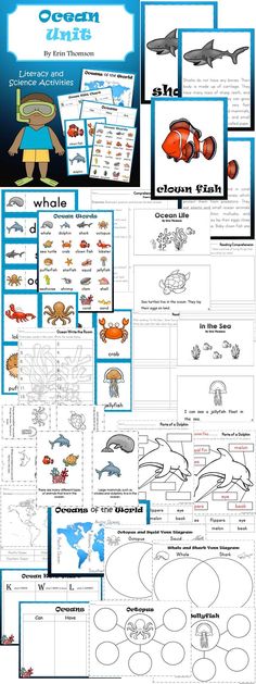 the ocean worksheet is shown with pictures and information about animals, fish, and other marine creatures