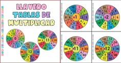 three different colored circles with numbers on them, and the words in spanish are shown