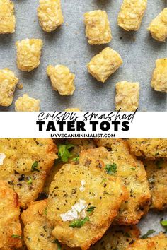 tater tots with cheese and parsley on top, and in the middle