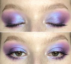 Dreamy Purple Makeup, Purple Iridescent Eyeshadow, Blue Iridescent Makeup, Purple Iridescent Makeup, Purple Looks Makeup, Blue Purple Makeup Looks, Blue Purple Eye Makeup, Makeup For Purple Hair, Blue And Purple Makeup Looks