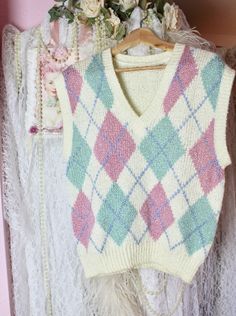 Super Cute VTG 90s Sleeveless Pastel Sweater Vest, Fuzzy, Preppy Style, Great Condition, Size Medium/Large Preppy Sweater Vest, Preppy Vest, Preppy Tops, Character Fashion, Pastel Sweater, Argyle Sweater Vest, Preppy Sweater, Preppy Clothes, Sleeveless Jumper