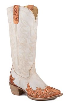 Roper Ladies Natural Snip Toe Boots Features: REST Removable Insole Leather Lining Leather Cowboy Heel Leather Sole 9" Shaft Height Bridal Cowgirl, Pretty Boots, Cute Cowgirl Boots, Nashville Outfit, White Cowboy Boots, Fall Closet, Country Stuff, Diy Bridal, Western Chic