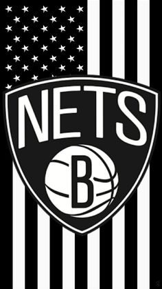 the brooklyn nets logo with an american flag in the background and stars all over it