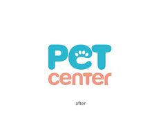 the word pet center after being changed to blue and pink with paw prints on it