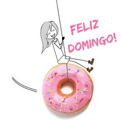 a pink donut with a stick sticking out of it's center and the words fifiz final de senana above it