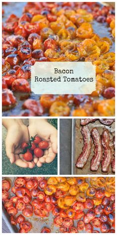 bacon roasted tomatoes are being cooked in the oven