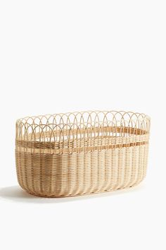 a wicker basket on a white background