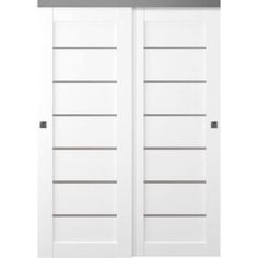 two white doors with horizontal slats on each side