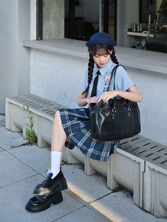 Concerto Couture JK Uniform Plaid Skirt - ntbhshop Judy Zootopia, Preppy Shirts, Skirt Lengths, Preppy Shirt, Jk Uniform, Poses References, Phone Card, Plaid Skirt, Crop Top Blouse