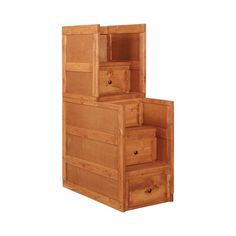 three wooden drawers stacked on top of each other