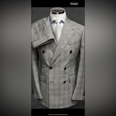 Stunning Grey Glen Plaid Prince Of Wales Double Breasted Super 150 Cerruti Wool Suit With Wide 5 Inch Peak Lapel. Ticket Pocket Flat Front Pant. From Los Angeles Based Italian Suit And Leather Goods Maker. Winstonandlee.Com This Is Not A Burberry, Indochino, Tom Ford, Canali, Gucci, Armani, Suitsupply, Ralph Lauren, Brioni, Zegna, Hugo Boss. However, This Suit Will Exceed Your Expectation Or You Get A Full Refund. Prince Of Wales Suit Men, Luxury Double Breasted Suit With Notch Lapel, Luxury Double Breasted Suit For Formal Occasions, Luxury Double Breasted Suit For Semi-formal Occasions, Luxury Tailored Double Breasted Suit, Luxury Custom Fit Three-piece Suit, Luxury Double Breasted Suit, Luxury Custom Fit Double Breasted Suit, Designer Business Suits