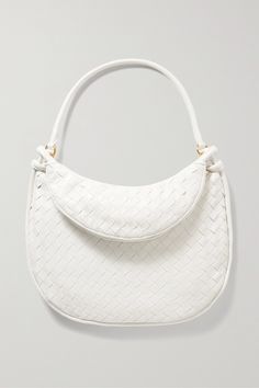 Bottega Veneta's 'Gemelli' shoulder bag is super roomy, especially in this large size. It's been made in Italy from supple leather using the label's signature intrecciato weave. Coordinate the white hue with other earthy neutrals. Earthy Neutrals, White Shoulder Bags, Bottega Veneta Bags, Leather Roll, Bottega Veneta Shoulder Bag, Large Shoulder Bags, Zip Pouch, White Bag, Pink Bag