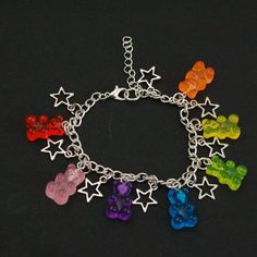 Gummy Bear Bracelet Candy Bracelet Pride Lgtbqia Lgtbq | Etsy Rainbow Novelty Jewelry For Birthday, Rainbow Charms Bracelet As A Gift, Trendy Rainbow Jewelry For Friendship, Rainbow Hypoallergenic Jewelry For Friendship, Trendy Rainbow Jewelry As Gift, Nickel-free Rainbow Jewelry For Party, Trendy Rainbow Jewelry For Birthday, Rainbow Hypoallergenic Jewelry For Birthday, Colorful Cute Party Jewelry