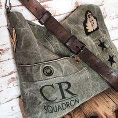 Squadron kaki bag www.sobenstore.bigcartel.com Handbags Crossbody Casual, Squirrel Outline, Moose And Squirrel, Canvas Travel Bag, Upcycled Bag