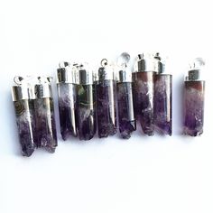 "Listing is for one amethyst Druzy Cylinder Pendant with silver electroplated edge QTY: 1pc Style: Pendants or necklace Necklace length: 16\" // 18\" // 24\" // 30\" Pendant Size: approx. 32~45mm x 14mm" Silver Amethyst Crystals, Silver Amethyst Gemstone Crystals, Silver Amethyst Crystals With Gemstone Details, Silver Amethyst Crystals For Jewelry Making, Silver Amethyst Crystals For Spiritual Purposes, Silver Amethyst Necklace With Raw Stone, Silver Amethyst Crystal Necklaces, Silver Amethyst Crystal Necklace With Stones, Silver Amethyst Necklace For Healing