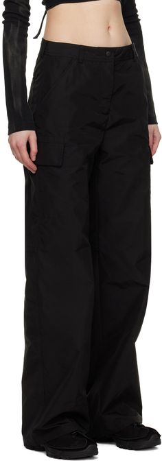 Wide-leg nylon- and polyester-blend taffeta trousers. · Belt loops · Four-pocket styling · Zip-fly · Creases at front · Flap pocket at outseams · Bungee-style drawstring at back Supplier color: Black grace nylon Our Legacy, Flap Pocket, Wide Leg, Women Wear, Trousers, Luxury Fashion, Black, Color