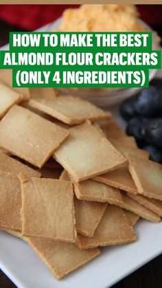 crackers and blueberries on a white plate