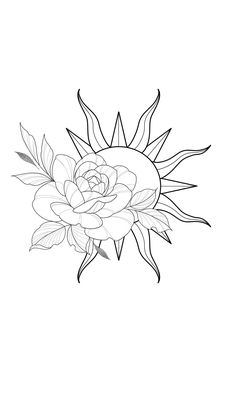 a black and white drawing of a flower