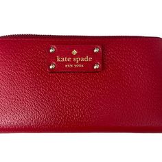 Kate Spade Ny Wellesley Neda Zip Wallet In Pillbox Red. New Without Box. Classic Red Travel Wallet, Compact Red Wallet For Daily Use, Red Formal Wallet With Zipper Closure, Formal Red Wallet With Zipper Closure, Kate Spade Leather Wallets As Gift, Luxury Red Wallet With Zipper Closure, Luxury Red Wallets With Zipper Closure, Red Bifold Bag With Zipper Closure, Red Kate Spade Wallets For Everyday Use