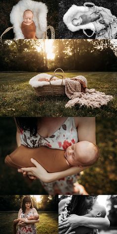 a woman holding a baby in her arms with the sun shining down on her head