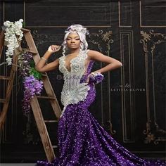 Black Girls Purple Prom Dress Rhinestone Crsytal Mermaid Evening Gowns Luxury Beaded Birthday Occasion Party Gowns · nikebridal · Online Store Powered by Storenvy Grade Dresses, Sequin Mermaid Prom Dress, Wedding Guest Gowns, Prom Inspiration, Purple Prom, Gold Prom Dresses, Gorgeous Prom Dresses, Dream Prom, Prom Girl Dresses