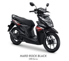 a black scooter is shown with the words hard rock black on it's side