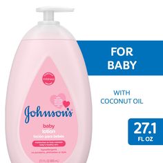 Nourish your little one's skin with Johnson's Pink Baby Lotion with coconut oil. Gentle enough for babies and suitable for the whole family, this pink baby lotion with the naturally derived ingredient coconut oil hydrates baby's dry, delicate skin. The lotion is specially formulated to moisturize to help maintain baby's healthy-looking skin. Dermatologist- and pediatrician-tested, the improved formula of this pink baby body lotion is designed with input from parents like you. It is hypoallergenic, free of parabens, phthalates and dyes and is 100% gentle and mild. Johnson's Baby Lotion can be used as part of a regular skin care routine by massaging into skin after a bath or any time baby has dry skin. Johnson's Baby Mild Pink Moisturizing Lotion with coconut oil for dry, delicate baby skin Regular Skin Care Routine, Gentle Baby, Baby Lotion, Baby Skin Care, Baby Oil, Moisturizing Lotions, Baby Body, Pink Baby, Baby Skin