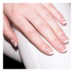 This minimal nail updates the french tip with the simple additional of a corresponding middle line. For that section, mimic the curve of your tip to get the cleanest look. Nail Art Mariage, French Manicure Nail Designs, Bridal Manicure, Manicured Nails, Gel Nails French, New Nail Art Design, French Manicure Designs, Manicure Nail Designs