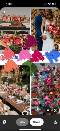 an iphone photo collage with different colors and designs on it, including flowers in vases