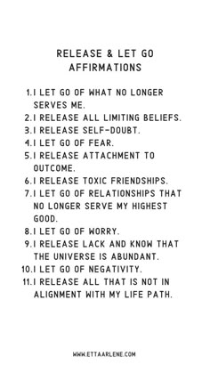 I Am Releasing Affirmations, I Release You With A Full Heart, Self Love Mantras Quotes, Release Negativity Affirmations, Letting Go Mantra, Morning Affirmations To Send Someone, Release Negative Thoughts Affirmations, Letting Go Of Negative Energy, Affirmations For Release And Let Go