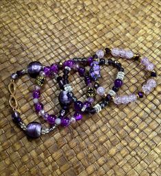 This bracelet gives me all the happy vibes with a variety of bright and shiny purple hues. SIZE: All bracelets will fit up to a 7.5" wrist. QUANTITY: Stack includes 4 bracelets. TYPE: All are stretch bracelets. Please note: colors may vary from the picture due to lighting. If there are close up pictures, it was show to true colors of the bracelet. Bohemian Purple Crystal Bracelet With Round Beads, Handmade Adjustable Purple Bracelets, Handmade Adjustable Purple Bracelet, Bohemian Purple Crystal Bead Bracelet, Adjustable Purple Bohemian Bracelets, Adjustable Purple Bohemian Bracelet, Adjustable Purple Beaded Spiritual Bracelets, Purple Spiritual Beaded Bangle Bracelet, Adjustable Purple Bangle Bracelets