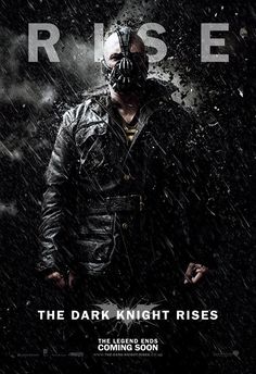 the dark knight rises movie poster with batman character in black leather jacket and white mask