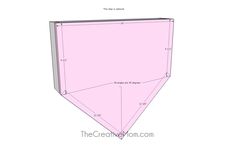 an image of a pink piece of paper that is cut into three pieces and has the measurements