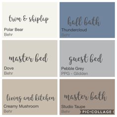 six different color schemes for the bedroom and living room, each with their own name